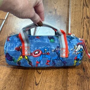 Marvel Superheroes Blue and Red Kids pencil Bag Pottery Barn kids EUC